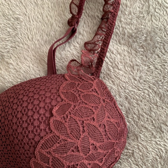 Lace Padded Bralette / Bra, Burgundy Aerie 🍷 - Picture 3 of 4